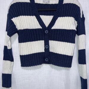 Navy and White Striped Women's Sweater